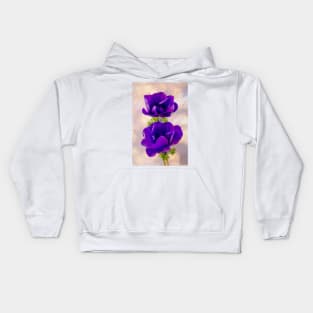 Textured Blue Anemone Kids Hoodie